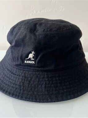 Kangol Black Bucket Hat with White Tag Logo NWT